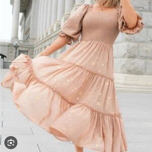 Ivy City Co Starry Nights Midi Dress in Sand